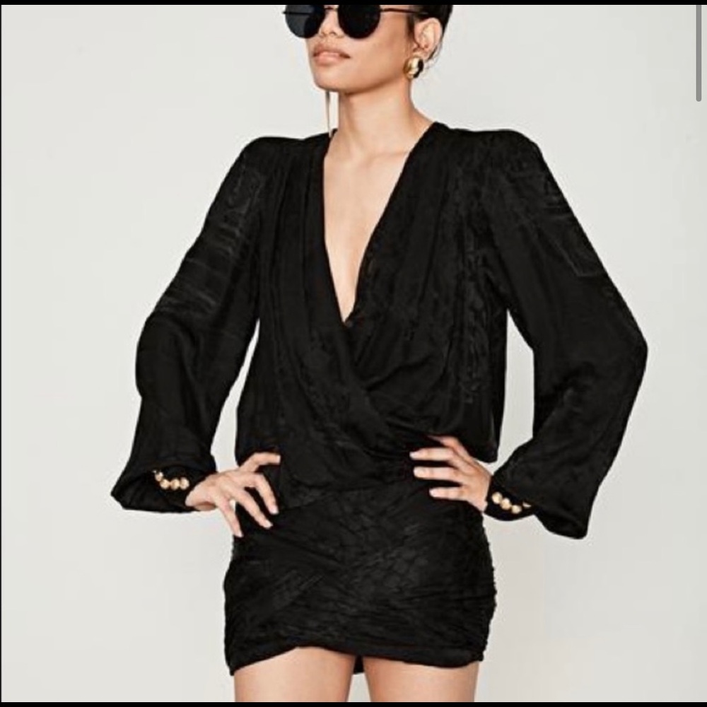 Balmain x H&M black silk dress size 2